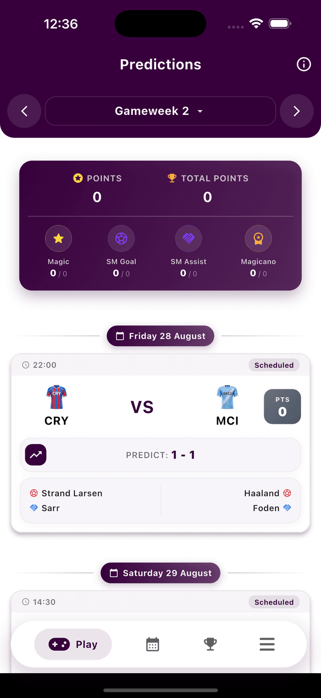Your gameweek at a glance